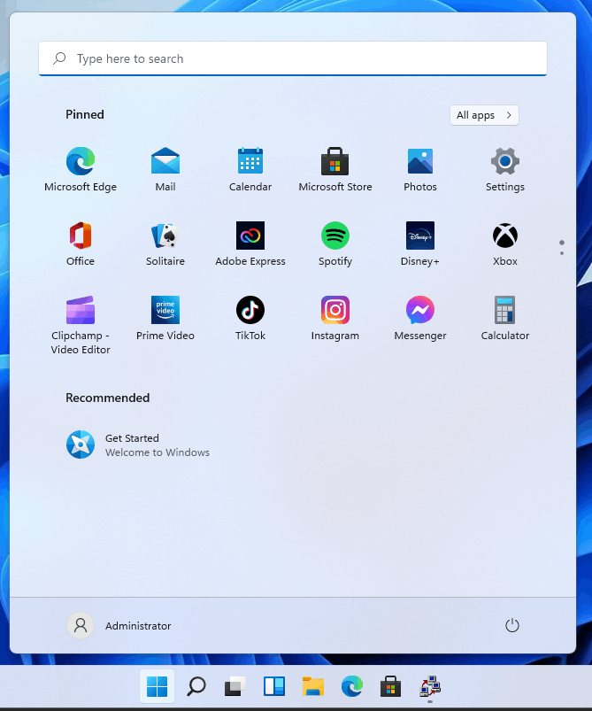 Initial Windows 11 start menu boot at the desktop. - Microsoft Q&A