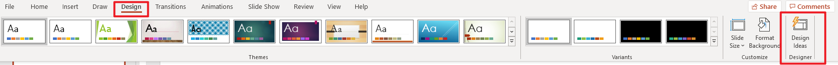 Design Ideas - Powerpoint - Disappeared - Microsoft Q&A