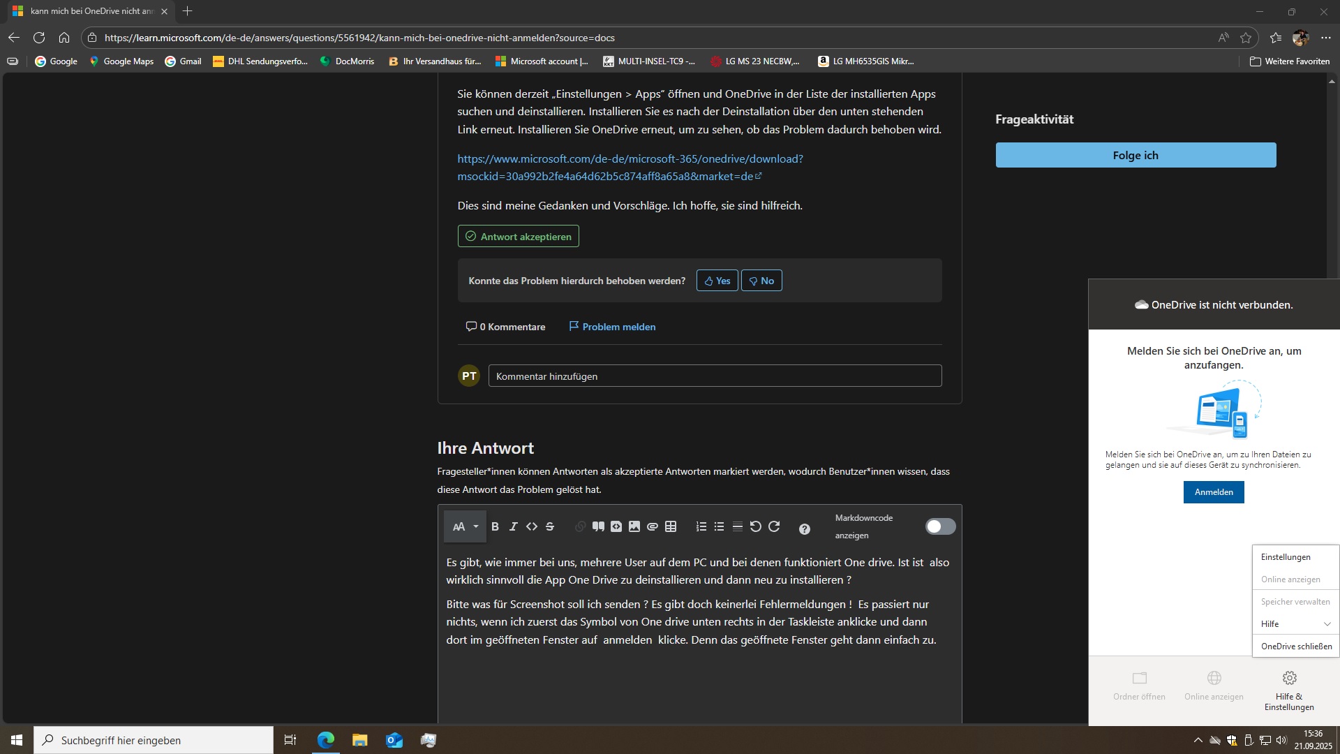 kann mich bei OneDrive nicht anmelden - Microsoft Q&A