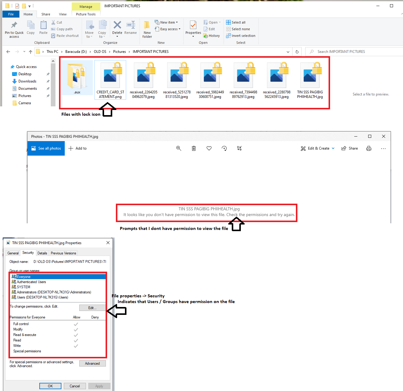 Cannot access / add or change permission on Lock Icon on Files / Folder ...
