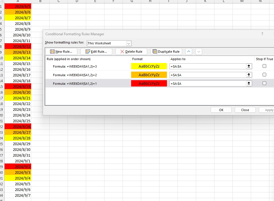 How do I make certain days correspond with specific colours ...