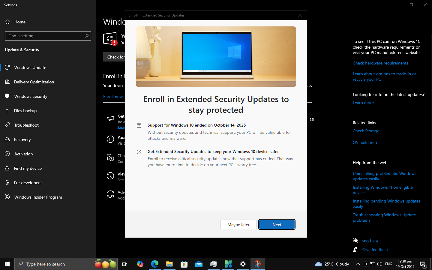 w10.esu.settings.winupdate1Screenshot 2025-10-19 122953