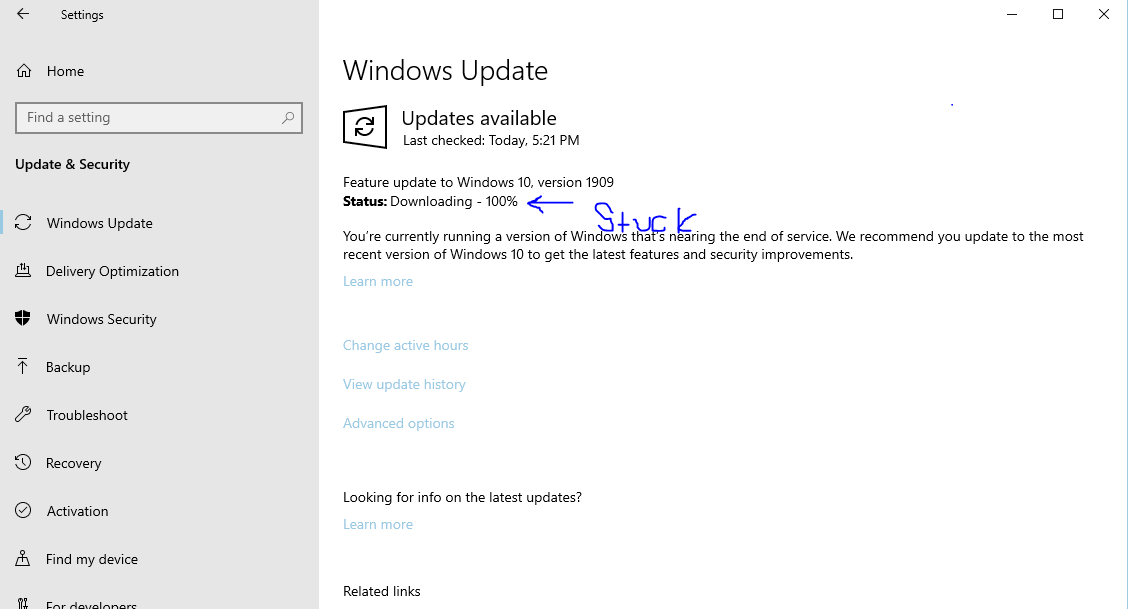 Windows Update Stuck On "Downloading 100%" - Microsoft Q&A