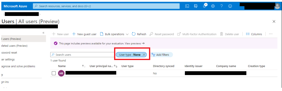 We are able to see user with user type "None" - Microsoft Q&A
