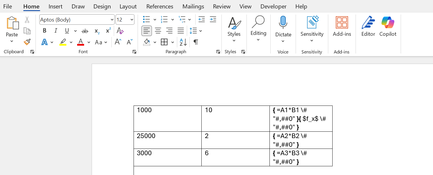 How do I multiply two cells in a Word table? - Microsoft Q&A