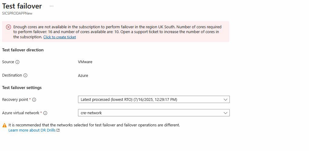 Test Failover error message