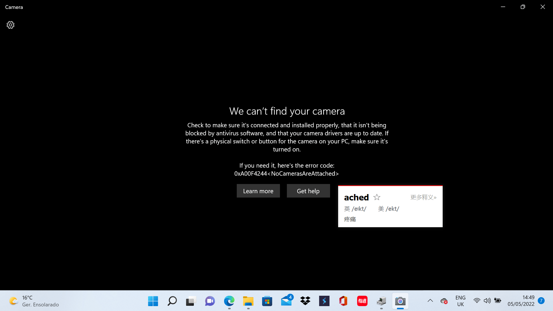 Camera problem - Microsoft Q&A