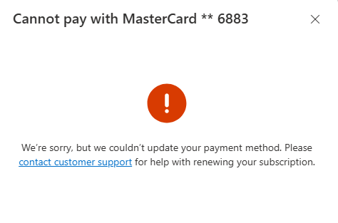 Unable to pay for my subscription - Microsoft Q&A