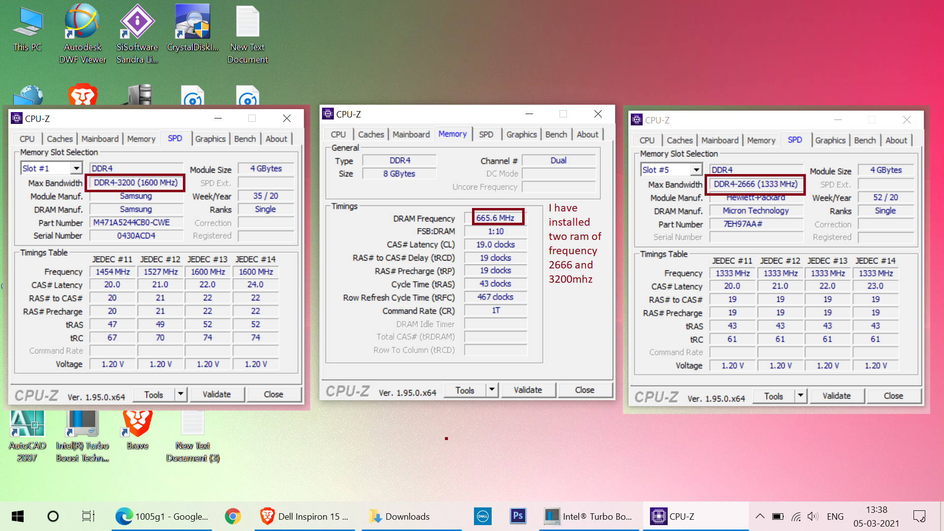 Ramさま確認ページ♡ Installed ram is dual channel 2666 and 3200 but CPU Z showing only