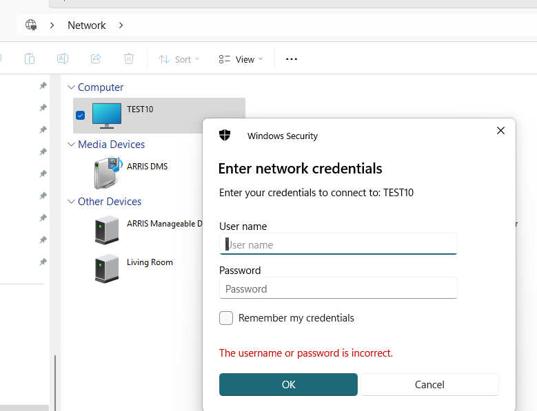 Ntwork Credential window issue - Microsoft Q&A