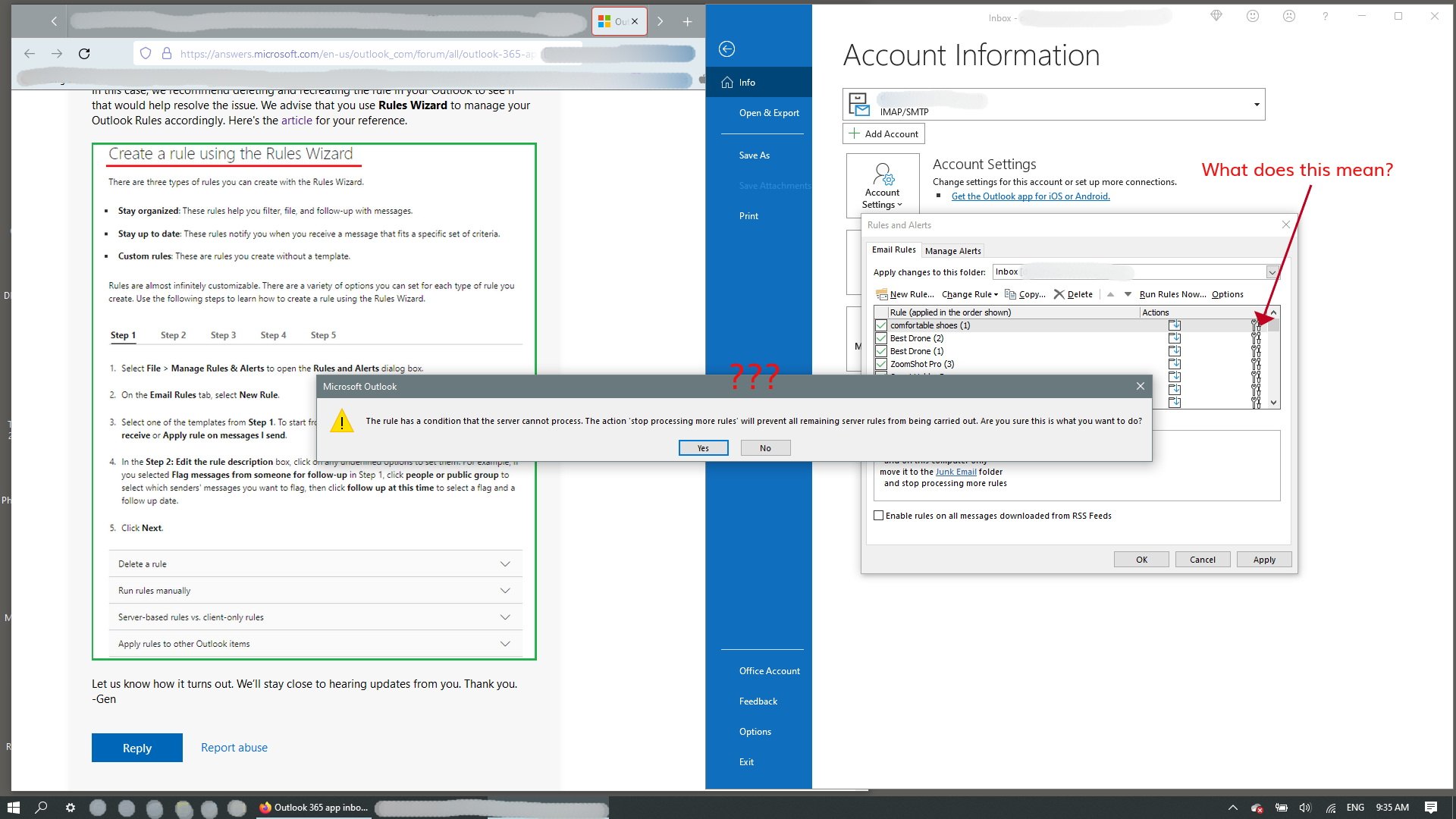 Outlook 365 app inbox rules only work when set - Microsoft Q&A