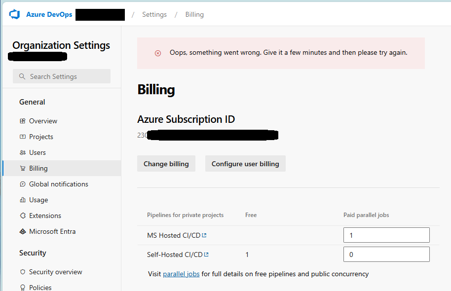Azure DevOps Screen Error