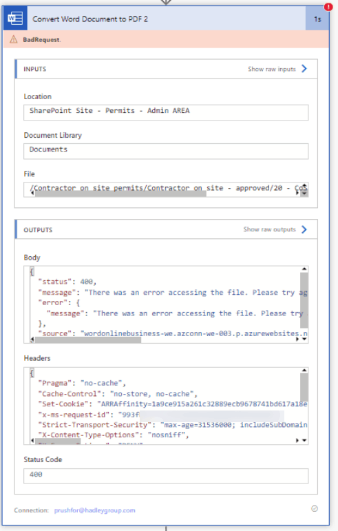 Power Automate - Convert Word document to PDF - Microsoft Q&A