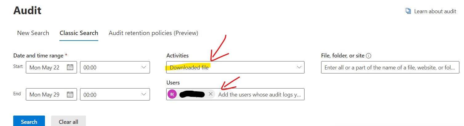 Audit logs of documents downloaded by a user - Microsoft Q&A