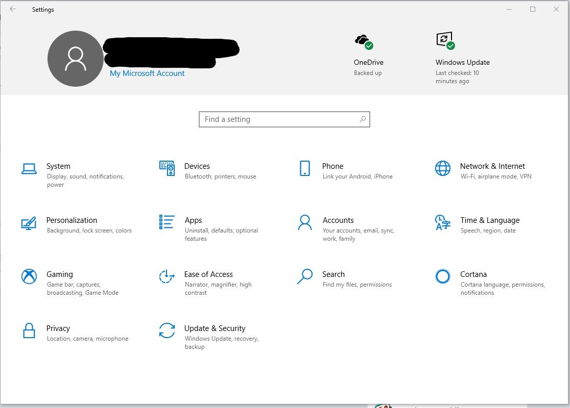 Windows 10 Settings Home Screen issues - Microsoft Q&A