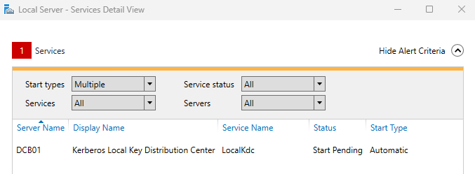 KERBEROS LOCAL KEY DISTRIBUTION CENTER SERVICE START PENDING ...