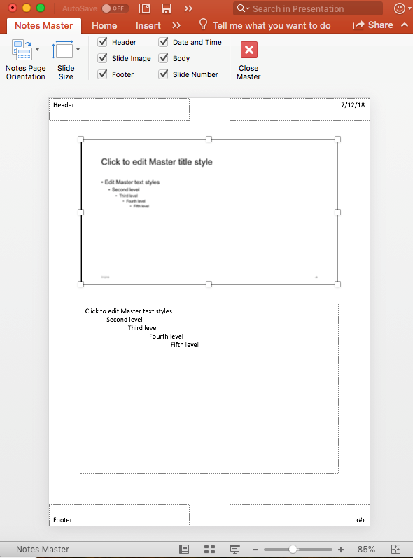 Notes master page dimensions are off and can't be changed - Microsoft Q&A