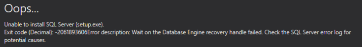 sql 2022 error - Microsoft Q&A