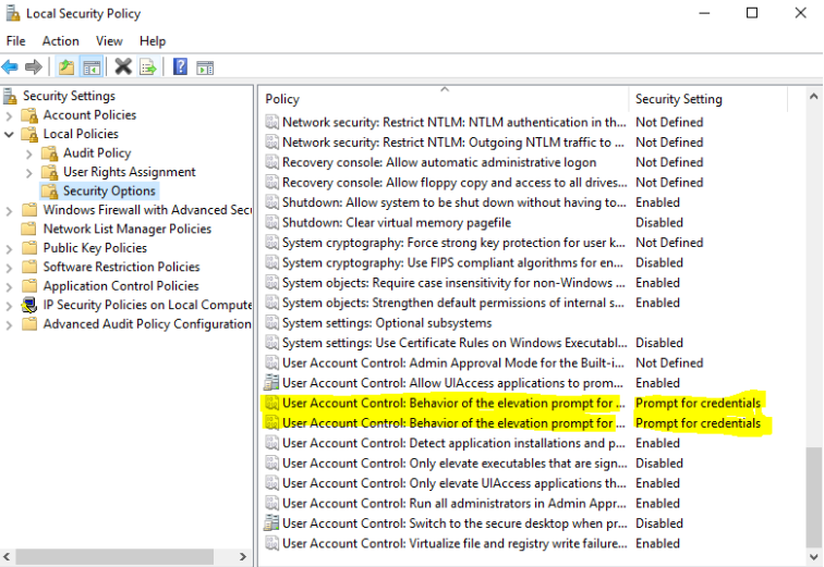 Certain users device (Intune enrolled) not showing admin UAC prompt