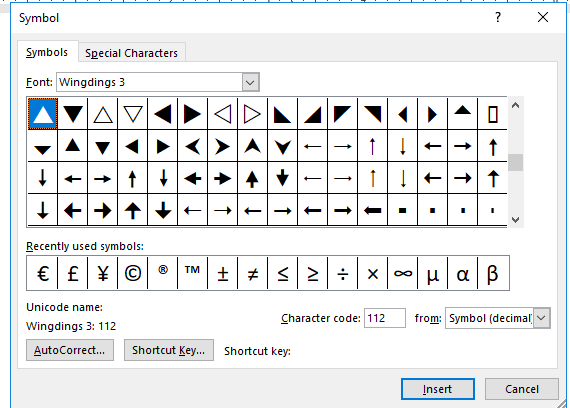 Is there a way to get a left triangle in Word? - Microsoft Q&A