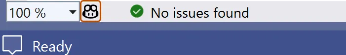 Screenshot of editor margin in Visual Studio with the GitHub Copilot icon emphasized