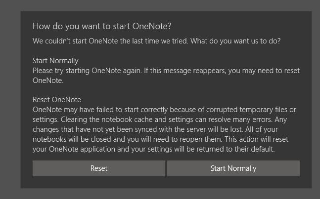 how Do you want to start OneNote Error screen... - Microsoft Q&A