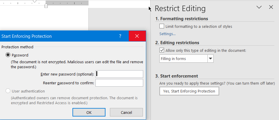 How to use protect form from developer tab with password in Microsoft ...
