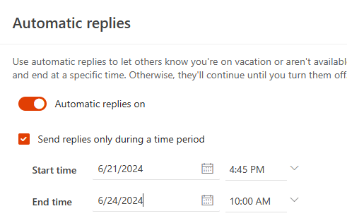 Recurring out of office automatic reply on specific days - Microsoft Q&A