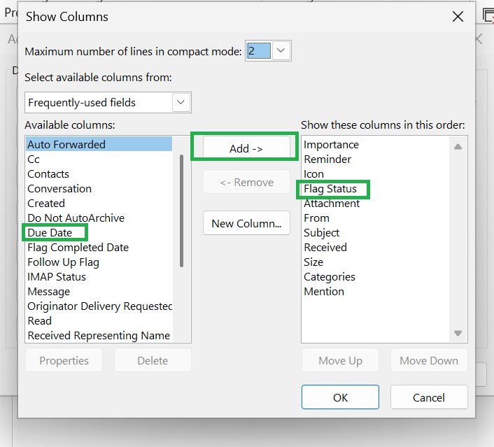 In Outlook how do I enable flags within my folder? - Microsoft Q&A