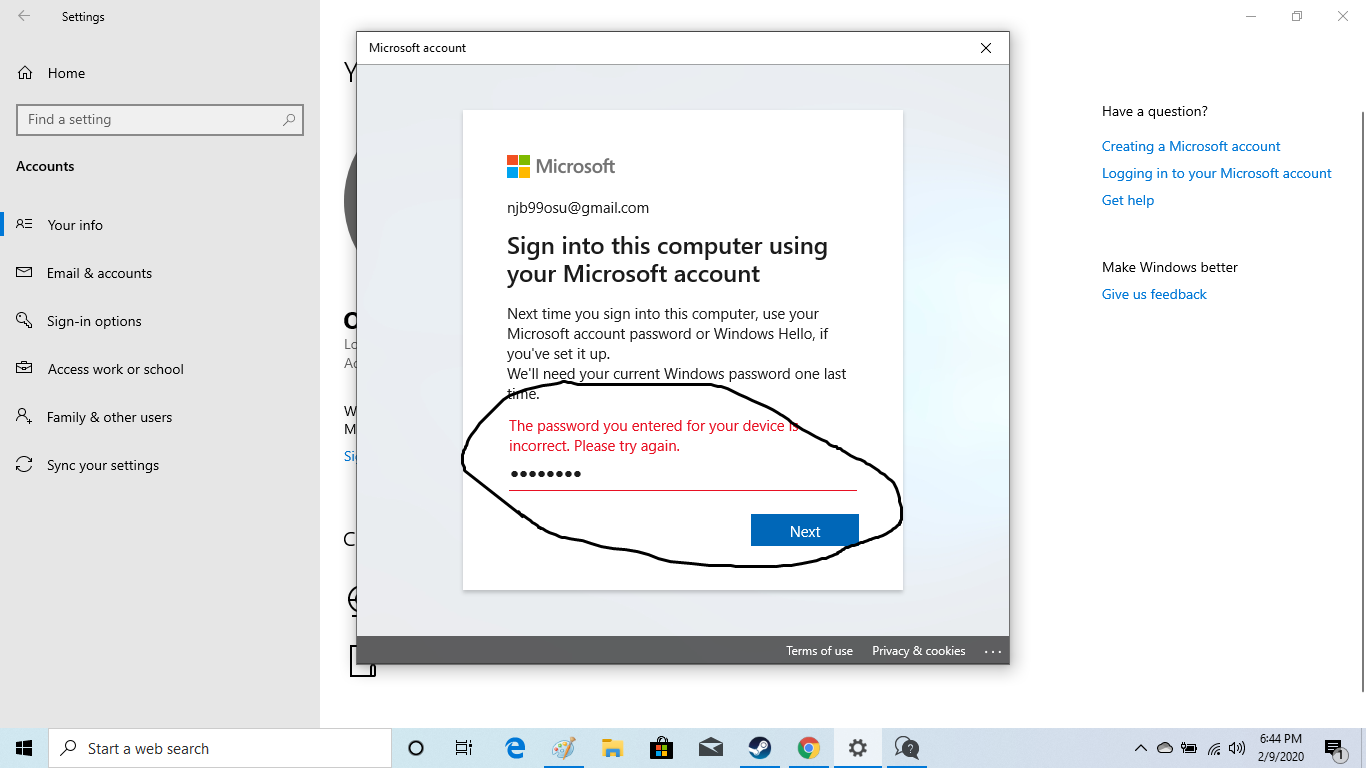 i cannot sign in to my windows 10 laptop with my Microsoft account ...