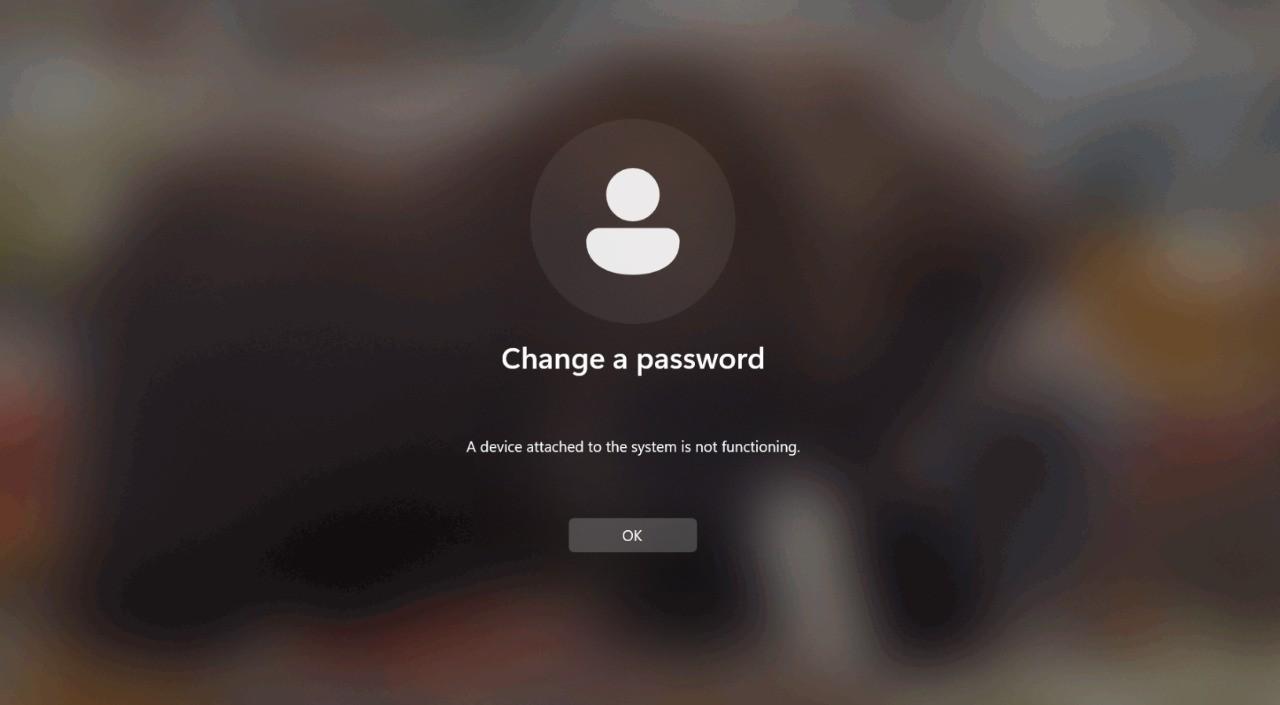 User cannot change password - A device attached to the system is not -  Microsoft Community