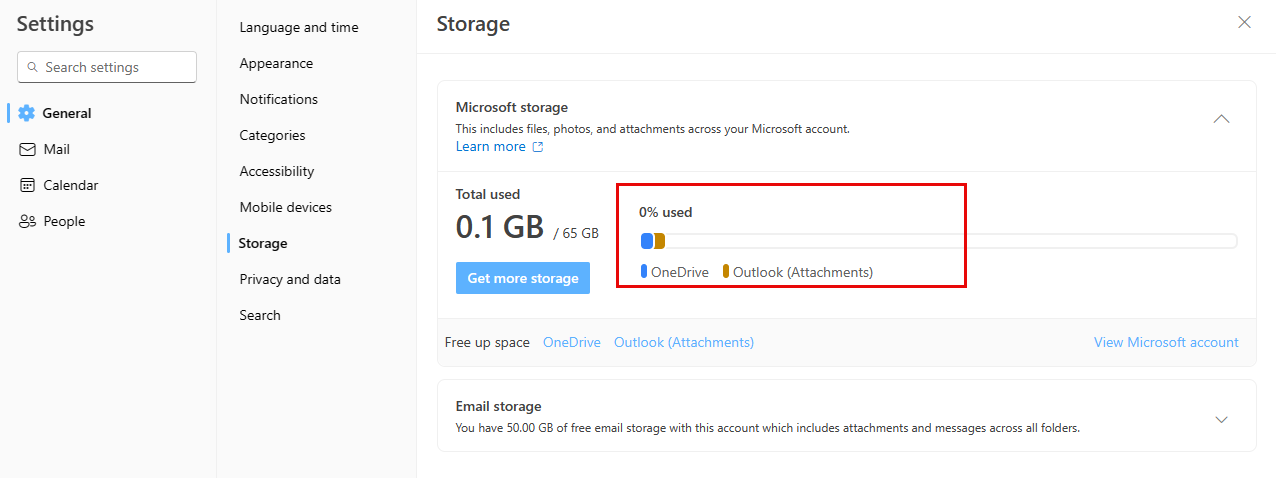 Incorrect onedrive storage stopping me from receiving outlook mails ...