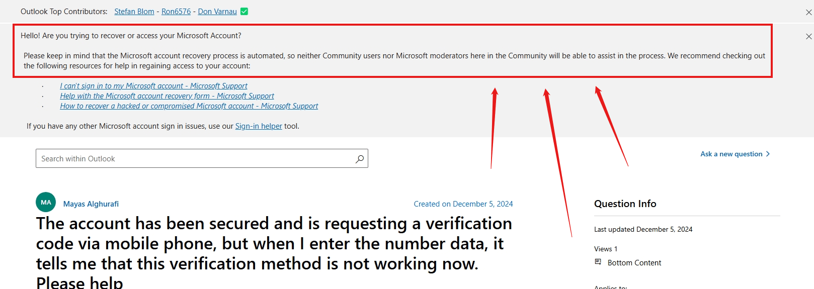 The account has been secured and is requesting a verification code via ...