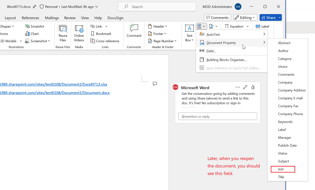 Update field in Sharepoint library and document at the same time ...