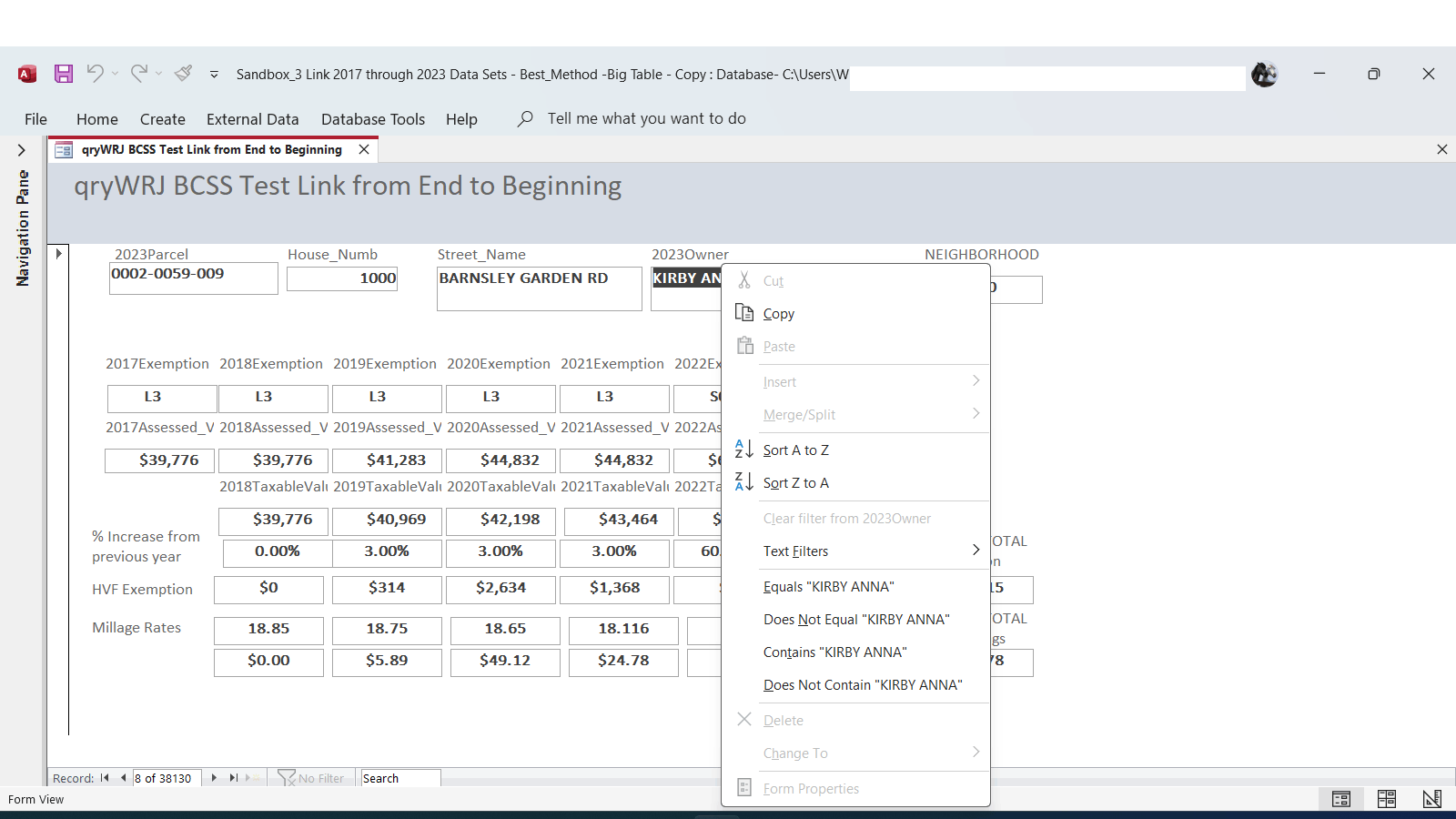 ACCESS: Why can I filter on one field but not on another that seems ...