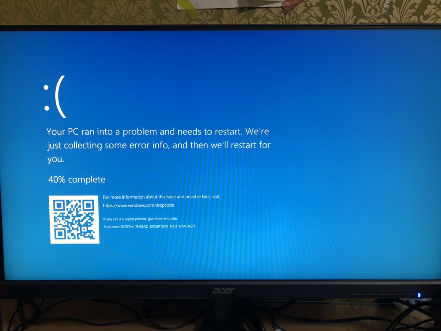 Stop code: SYSTEM_THREAD_EXCEPTION_NOT_HANDLED - คำถามคำตอบของ Microsoft