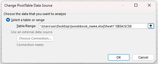 Pivot Table can not change its data source from a different workbook ...