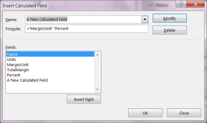 Pivot table calculated field, cannot get correct answer, take 2 ...