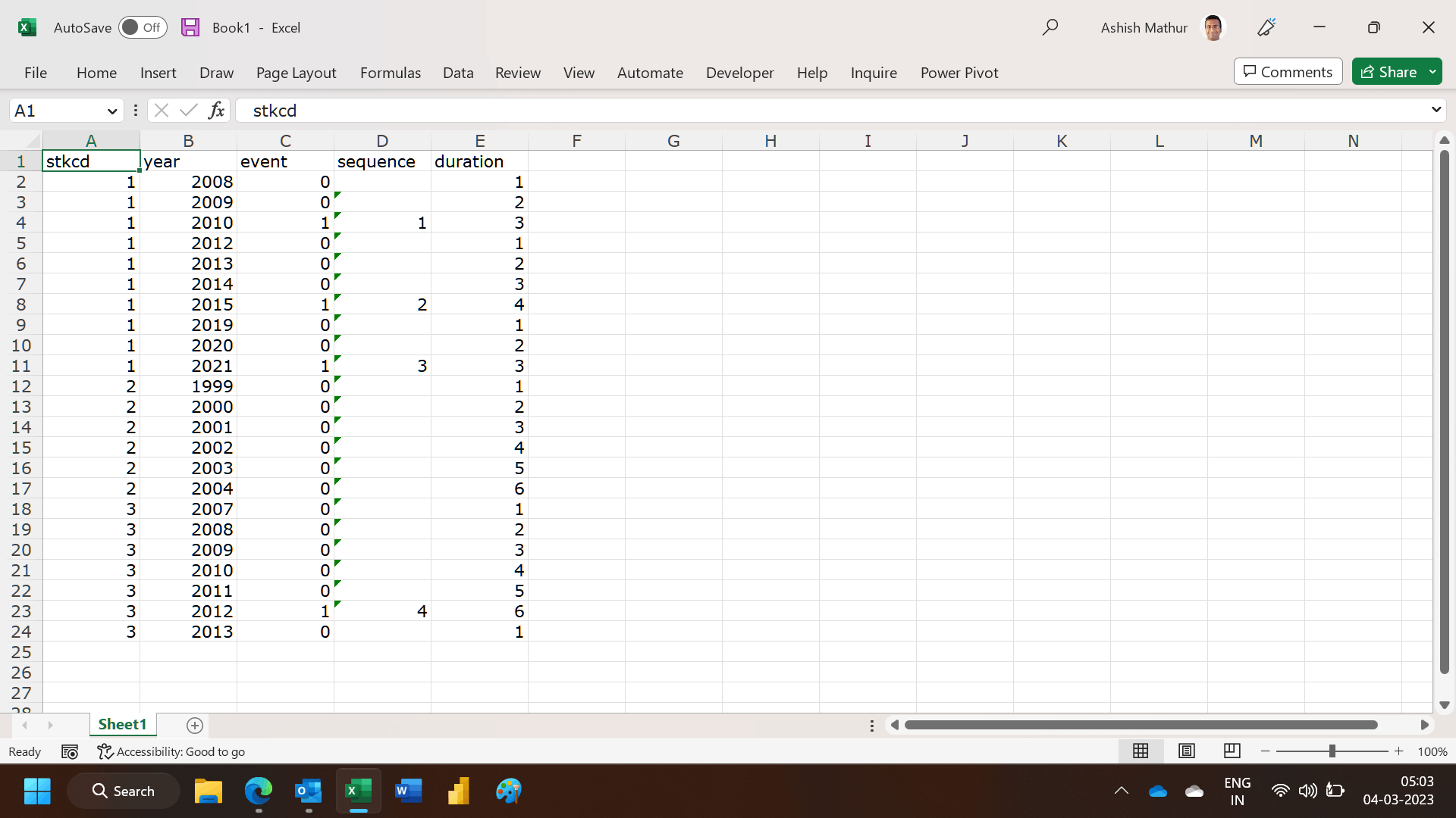 How to automatically insert sequence of events and duration ...