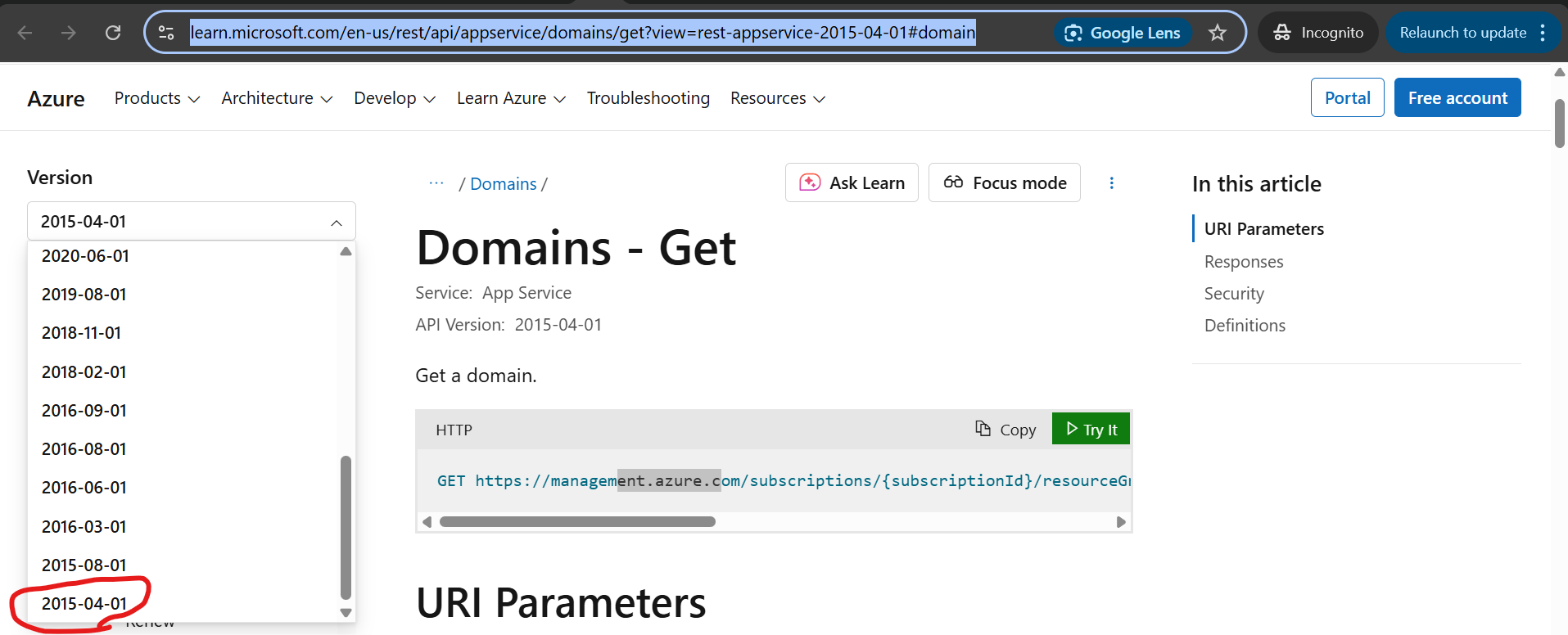 Azure API response is incomplete for Microsoft.DomainRegistration ...