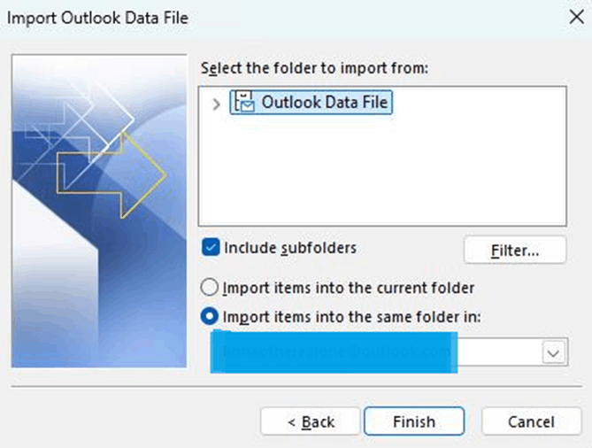 Merging a previous .pst file with the current one in Outlook 365 ...