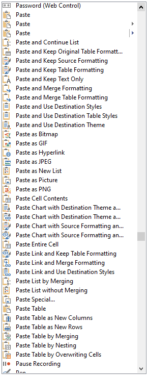 Paste and Keep Text Only seems gone from 'All commands' for quick ...