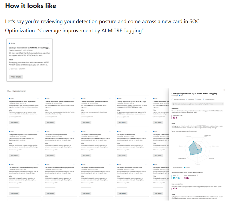Unable to see AI MITRE ATT&CK Tagging in SOC Optimization - Microsoft Q&A