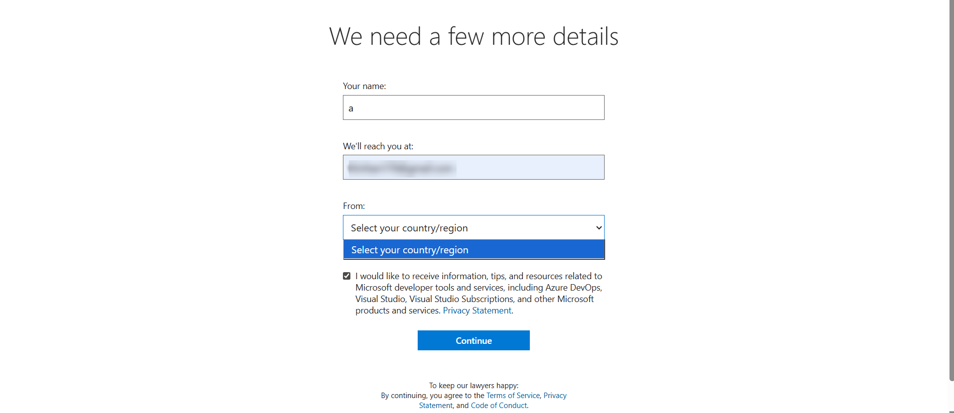 I cannot verify my information because the form won't let me choose a ...
