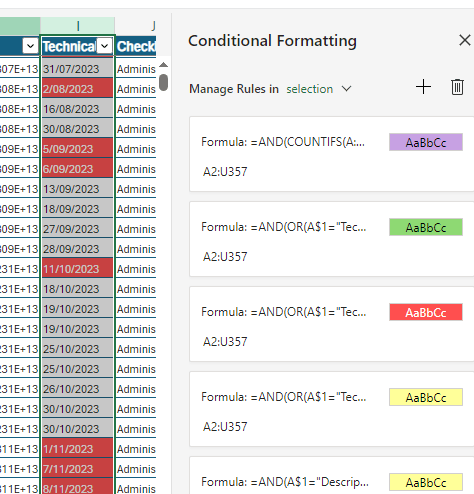 Table conditional formatting looks weird in Teams or Sharepoint ...