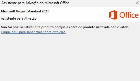 Erro ativação Project 2021 - Microsoft Q&A