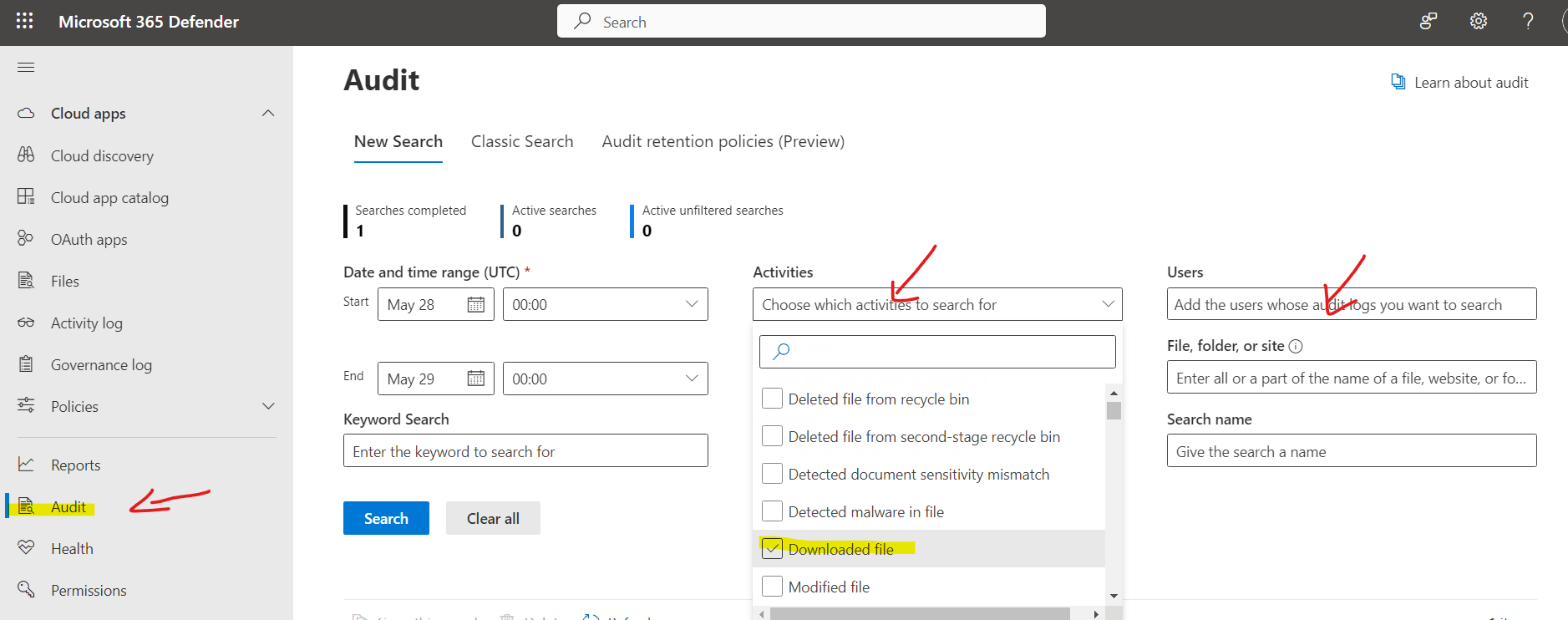 Audit logs of documents downloaded by a user - Microsoft Q&A