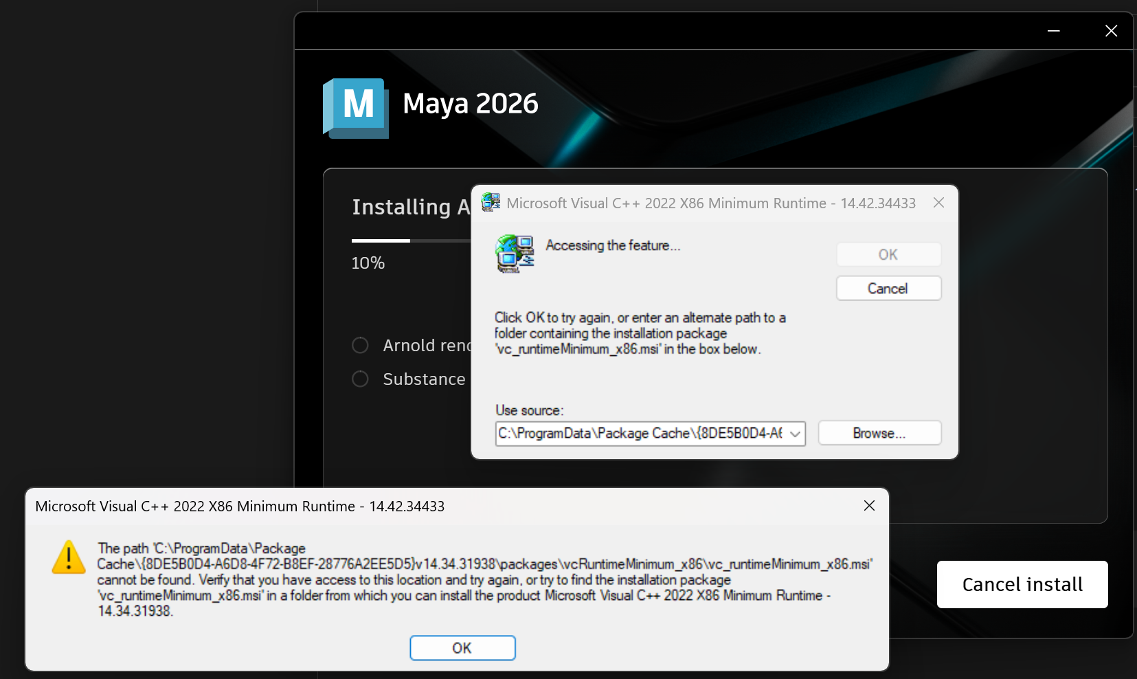Microsoft Visual Pop Up