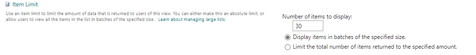 Microsoft Lists - Item Limit Setting - Microsoft Q&A