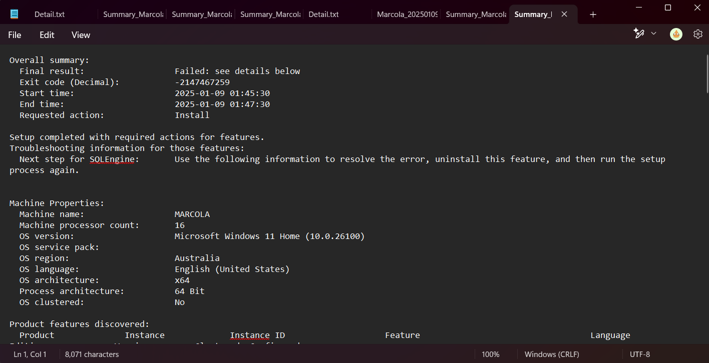 Why am I unable to install SQL Server in my new machine - Microsoft Q&A